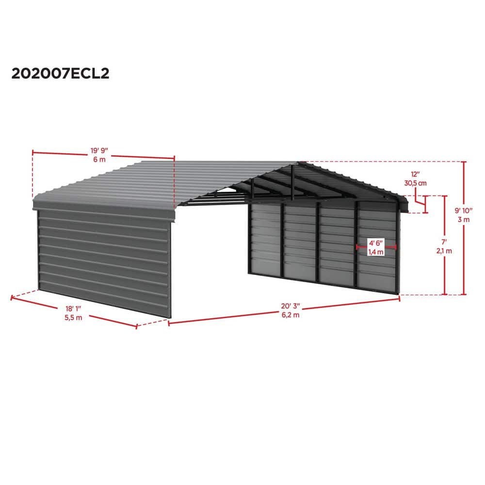 20' x 20' Eggshell Steel Carport Kit with Enclosure