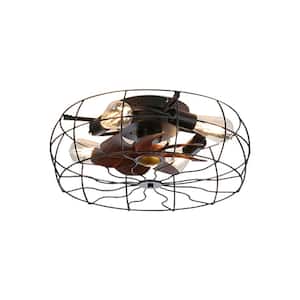 20 in. Indoor Black Low Profile Rustic Ceiling Fan