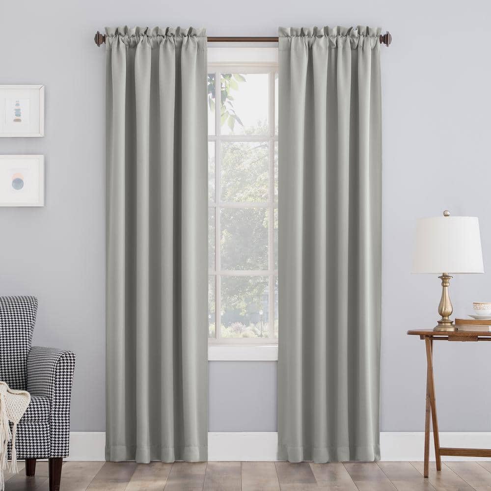Sun Zero Gavin Energy Saving Silver Gray Polyester 40 in. W x 95 in. L Rod  Pocket Blackout Curtain (Single Panel) 58687 - The Home Depot