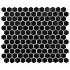 Metro Hex 1 in. Glossy Black 10-1/4 in. x11-7/8 in. Porcelain Mosaic Floor and Wall Tile (8.6 sq.ft. /Case)
