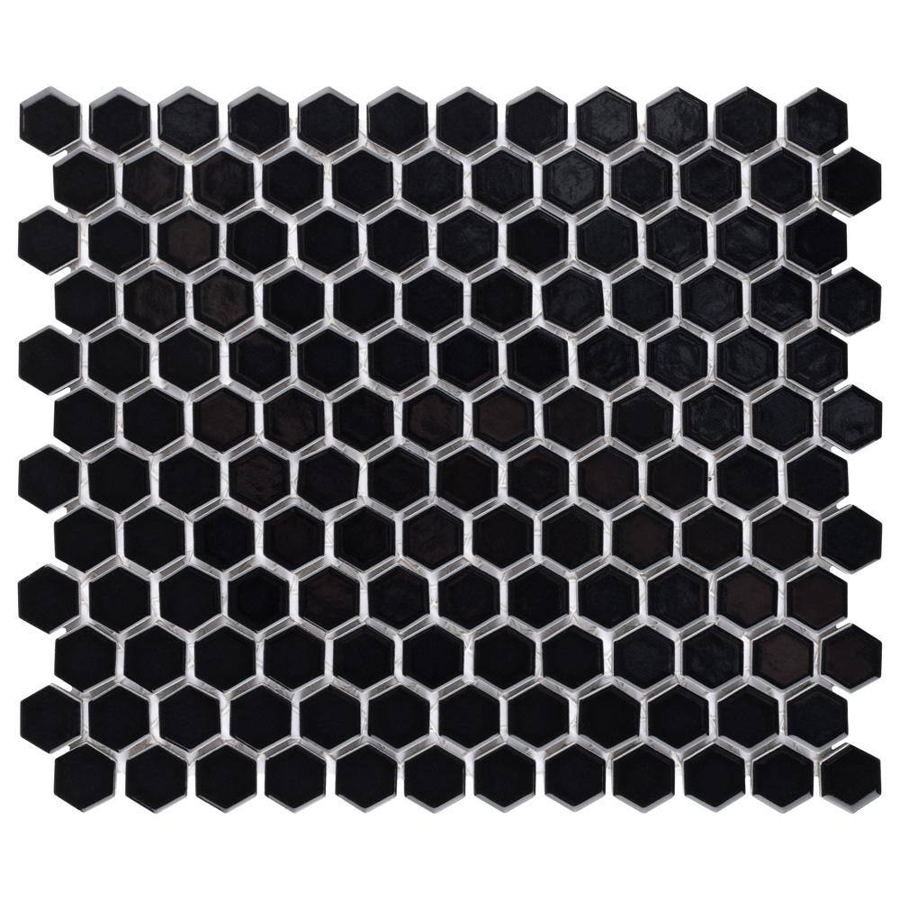 Metro 1 in. Hex Glossy Black 6 in. x 6 in. Porcelain Mosaic Take Home Tile Sample price history on PriceWatchPro
