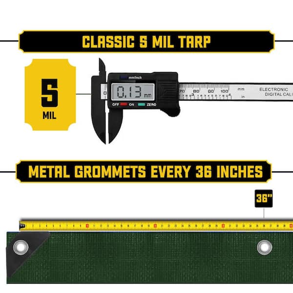 CORE TARPS 50 ft. x 100 ft. Green/Black 5 Mil Heavy Duty