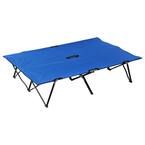 Portable Wide Folding Elevated Bed Camping Cot for Adults with Easy Carry Bag and Durable Fabric, Blue
