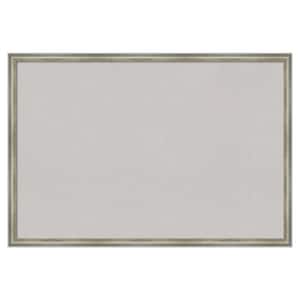 Salon Scoop Silver Wood Framed Grey Corkboard 38 in. x 26 in. Bulletin Board Memo Board