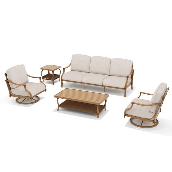 Arcadia 5-Piece Swivel Aluminum Outdoor Conversation Set with Cushion