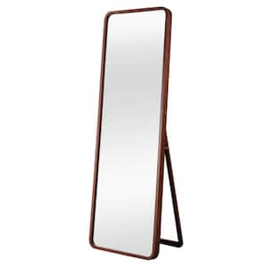 21 in. W x 64 in. H Full-Length Rectangular Solid Wood Frame Mirror with Round Corners in Brown