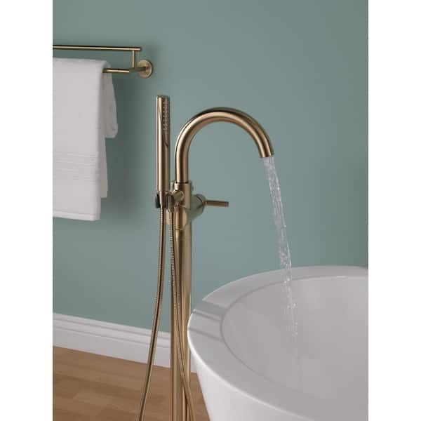 Trinsic Gold 1-Handle Floor-Mount Roman Tub Faucet Trim Kit with Hand Shower in Champagne Bronze (Valve Not Included)