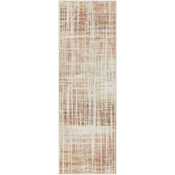 Nourison Washable Decor Beige Peach 2 ft. x 6 ft. Abstract Contemporary Runner Area Rug