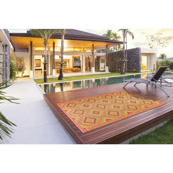 6 X 9 Multi Lightweight Arizona Reversible Plastic Indoor Outdoor Area Rug