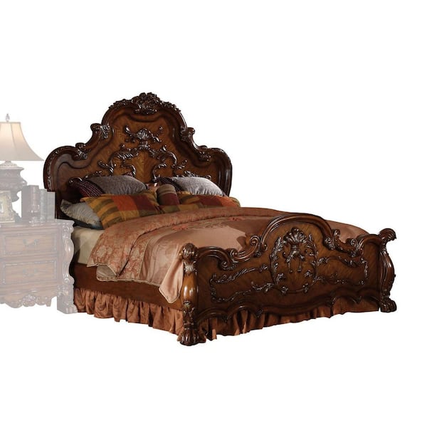 Amelia Cherry Oak Wood Frame California King Panel Bed