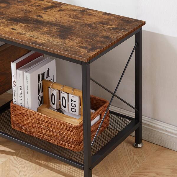 VECELO Industrial TV Stand Television Cabinet 3-Tier Console VECELO Industrial TV Stand Television Cabinet 3-Tier Console