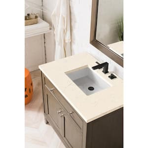 Chicago 36 in. W x 23.5 in. D x 33.8 in. H Single Bath Vanity in Whitewashed Walnut with Vanity Top in Eternal Marfil