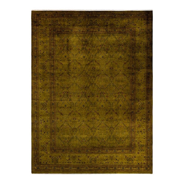 Chloe & Olivia Home Overdyed Green 9 ft. 2 in. x 12 ft. 4 in. Wool Indoor Area Rug