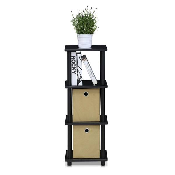 Furinno 37 in. Black Plastic 4-shelf Etagere Bookcase with Open Back