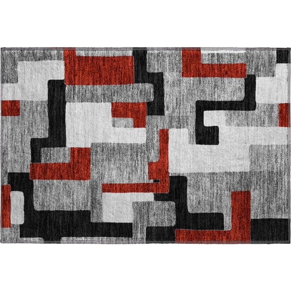 Addison Rugs Mayfield Premium Machine Washable Abstract AMF955 Gray 1 ft. 8 in. x 2 ft. 6 in. Area Rug