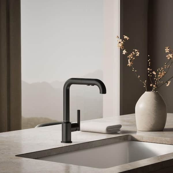 Purist Single Handle Pull Down Sprayer Kitchen Faucet in Matte Black