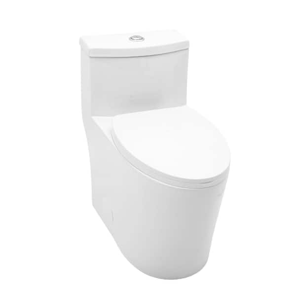 1-Piece 1.1/1.6 GPF Dual Flush Toilet with Chair Hight Bowl and Elongated Soft Closed Seat