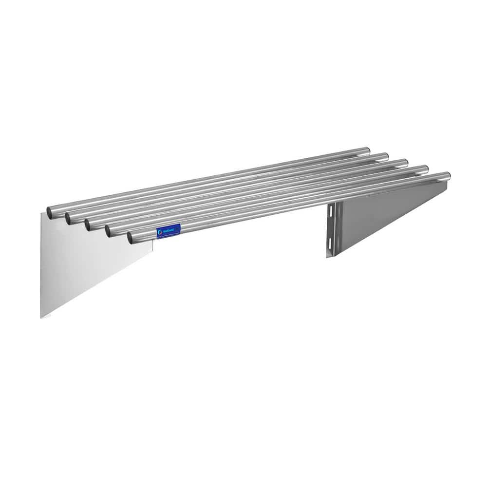 48" Stainless Steel Tubular Floating Wall Shelf with Brackets