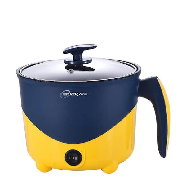 Aoibox 7-Cup Blue-Yellow Mini Rice Cooker with Non-stick Pan Flat Multicooker