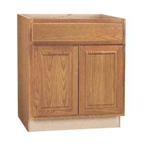 Hampton Assembled 30x34.5x24 in. Sink Base Kitchen Cabinet in Medium Oak
