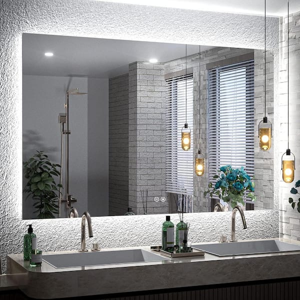 Unbranded 48 in. W x 30 in. H Rectangular Frameless Anti-Fog Dimmable Wall LED Backlit Bathroom Vanity Mirror Bathroom Mirror