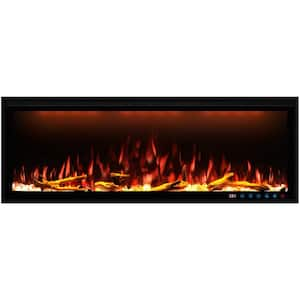 50 in. W Wall-Mounted/Inserted Electric Fireplace in Black