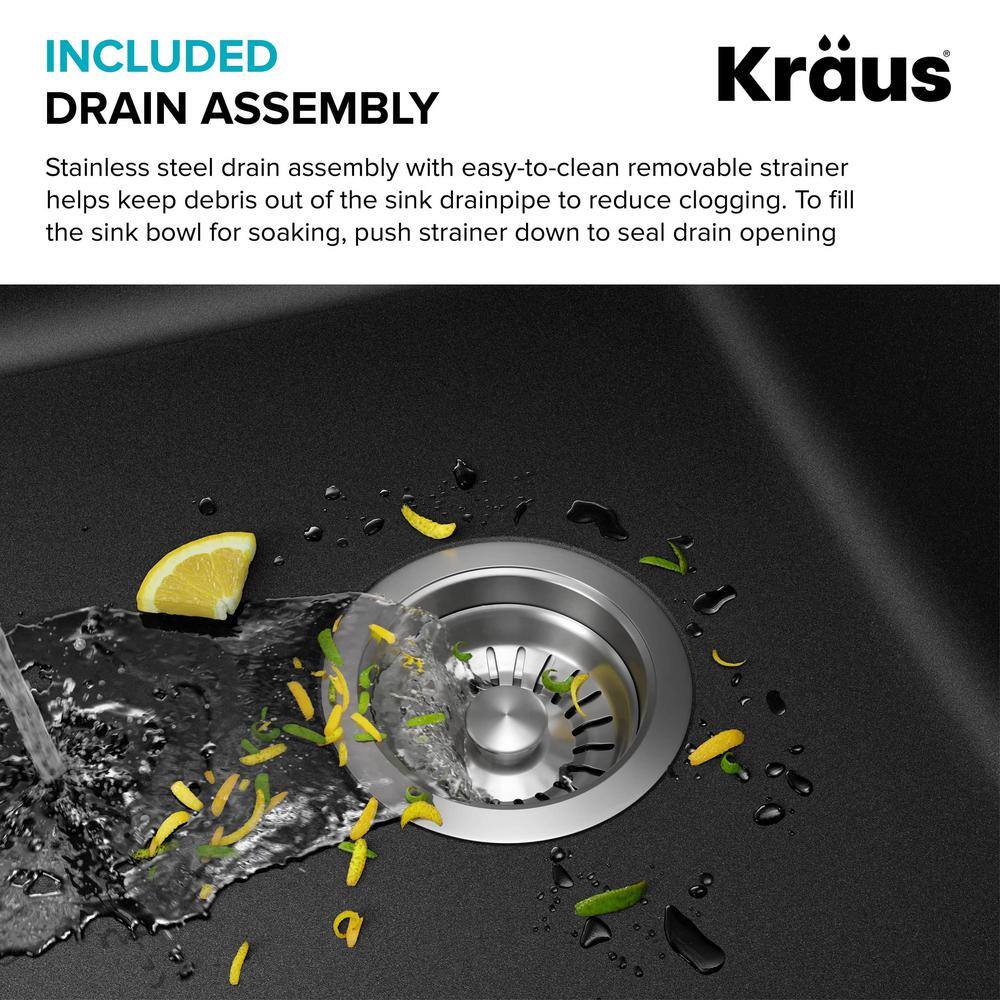 33-Inch Black Granite Single Bowl Drop-In Kitchen Sink