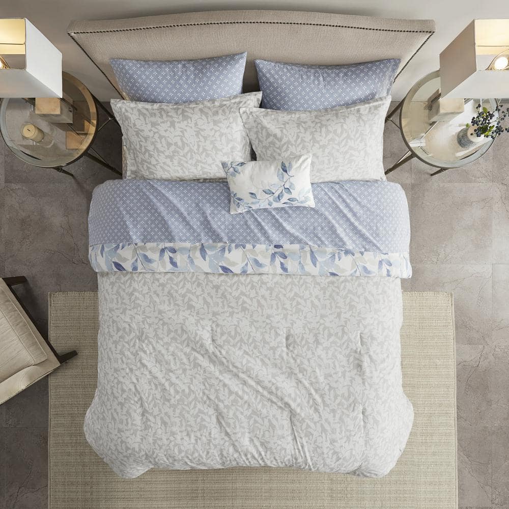 King Blue Microfiber Reversible Bed in a Bag Set