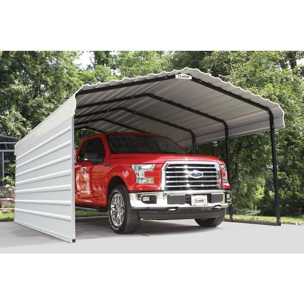 12 ft. W x 20 ft. D x 7 ft. H Eggshell Galvanized Steel Carport with 1-Side Wall Kit