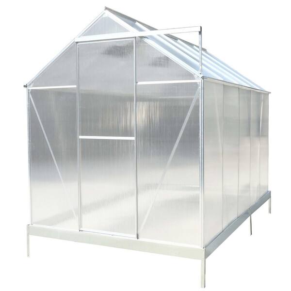 6 x 10 ft. Silver Polycarbonate Greenhouse and Heavy Duty Outdoor Aluminum Walk-In Green House Kit