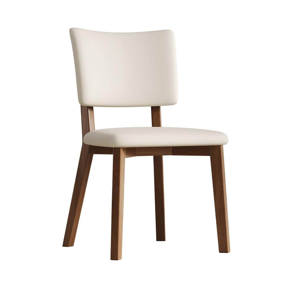 White + Walnut PU Leather Mid-Century Modern Wooden Dining Chairs with Ergonomic Comfort, Set of 2 price history on PriceWatchPro
