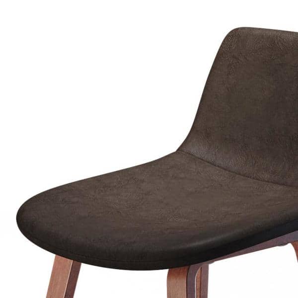 Addy 26" Brown Faux Leather Counter Stool with Wood Legs