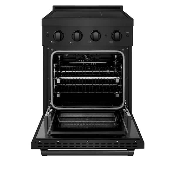 24 in. 3.2 cu. ft. Paramount Induction Range with 3 Element Cooktop and Electric Convection Oven in Black Stainless