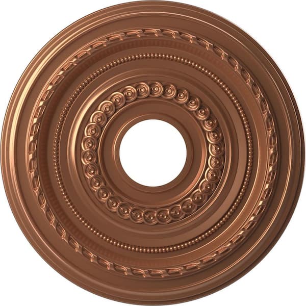 Ekena Millwork 16" OD x 3-1/2" ID x 1" P Cole Thermoformed PVC Ceiling Medallion (Fits Canopies up to 4-1/2") in Bright Coat Rose Gold
