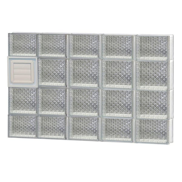 Clearly Secure 38.75 in. x 27 in. x 3.125 in. Frameless Diamond Pattern Glass Block Window with Dryer Vent