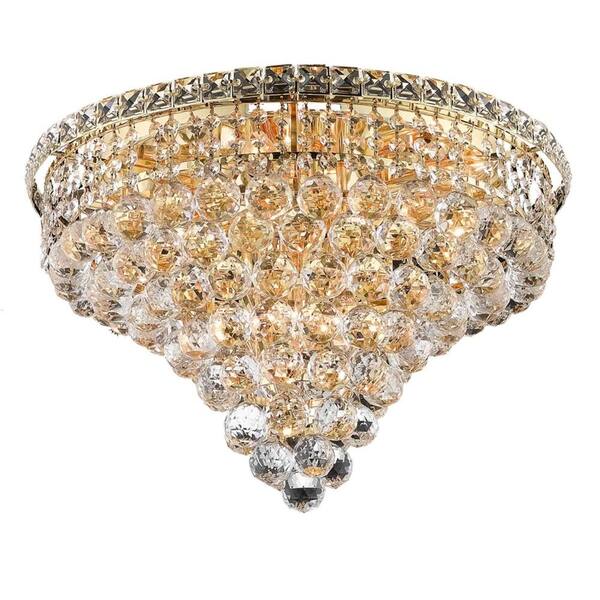 Elegant Lighting 10-Light Gold Flushmount with Clear Crystal
