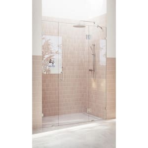 Stellar 55 in. W x 78 in. H Glass Hinged Pivot Frameless 3-Panel Inline Shower Door in Brushed Nickel