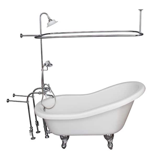 Barclay Products 5.6 ft. Acrylic Ball and Claw Feet Slipper Tub in White with Polished Chrome Accessories