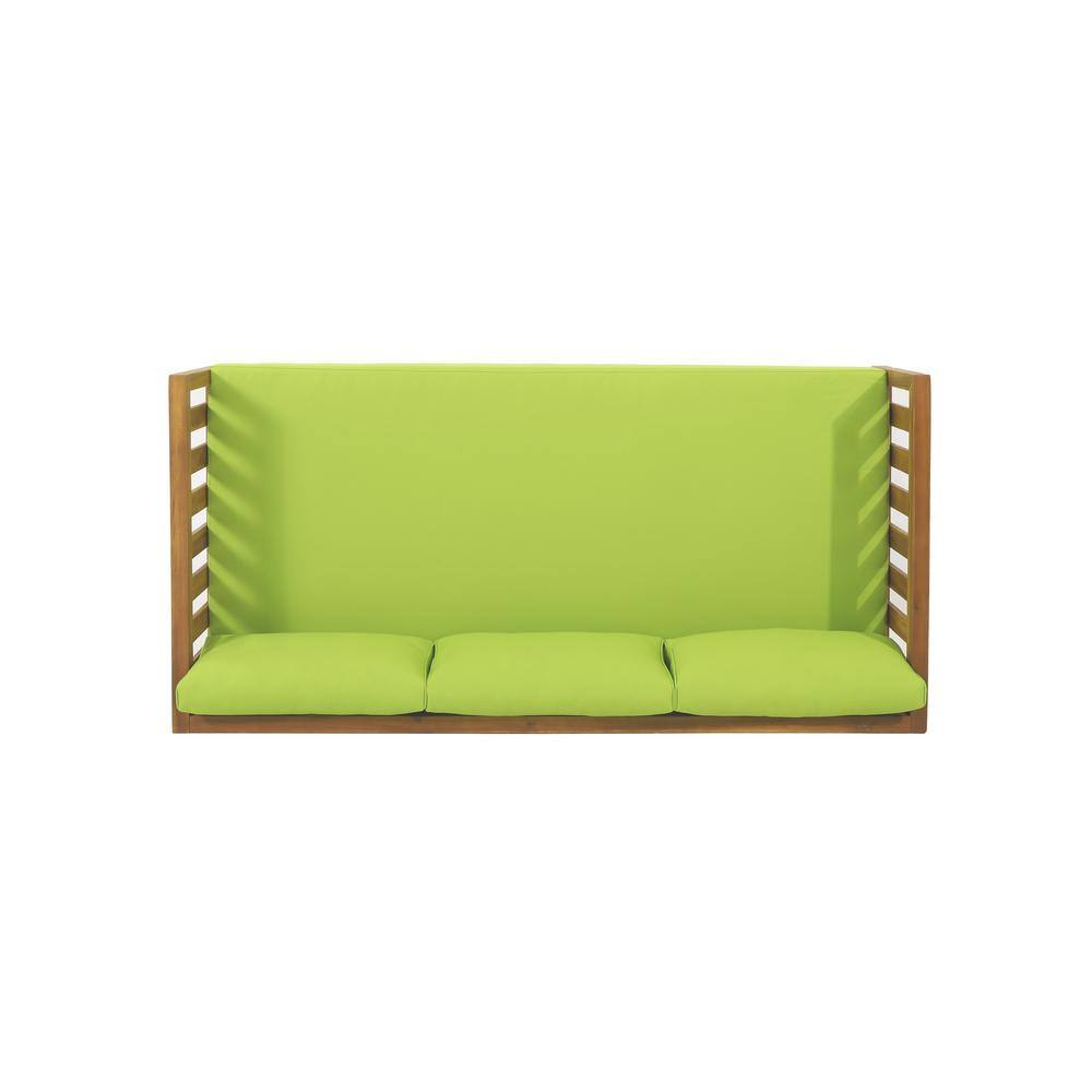 Teak Wood Outdoor Daybed with Green Cushions
