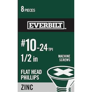 #10-24 x 1/2 in. Phillips Flat Head Zinc Plated Machine Screw (8-Pack)