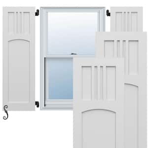 Endura Core San Miguel Mission Style 12 in. W x 25 in. H Raised Panel Composite Shutters Pair in White