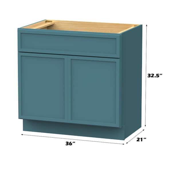 Vanity Art 36 in. W x 21 in. D x 32.5 in. H 2-Doors Bath Vanity Cabinet without Top in Sea Green