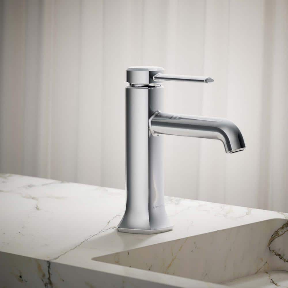Polished Chrome Single-Handle Bathroom Sink Faucet with Drain Assembly