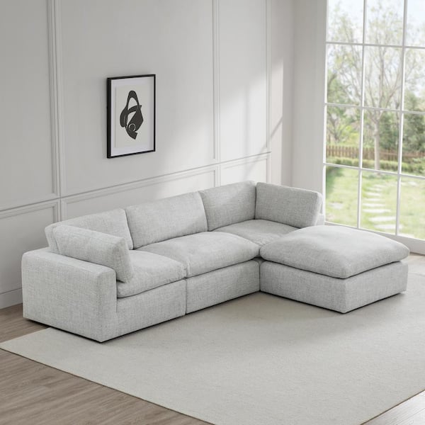 Spruce & Spring Garrick 116" Oversized Fabric L Shaped Sofa Set Extra Large Deep Seat Modular Sectional Sofa for Living Room in. Gray