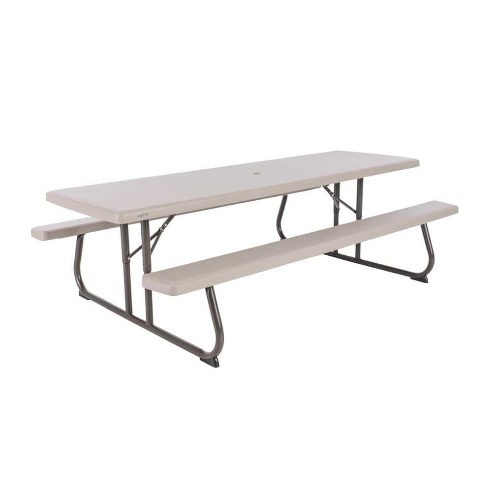 Almond 8-Foot Folding Picnic Table with Benches