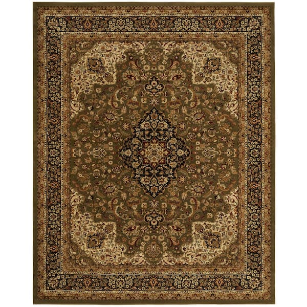 Silk Road Green 5 ft. x 8 ft. Medallion Area Rug