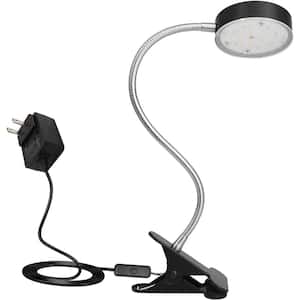 20.5 in. Black 360-Degree Flexible Gooseneck LED Desk Lamp with Clip