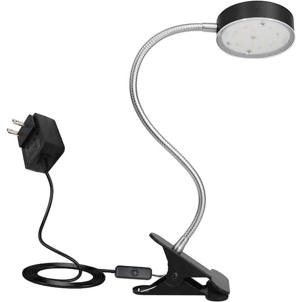 Lecoht 20.5 in. Black 360-Degree Flexible Gooseneck LED Desk Lamp with Clip