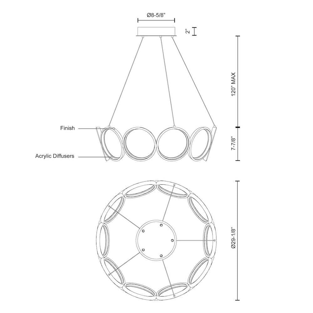 Oros Black LED Classic/Traditional Dimmable Chandelier