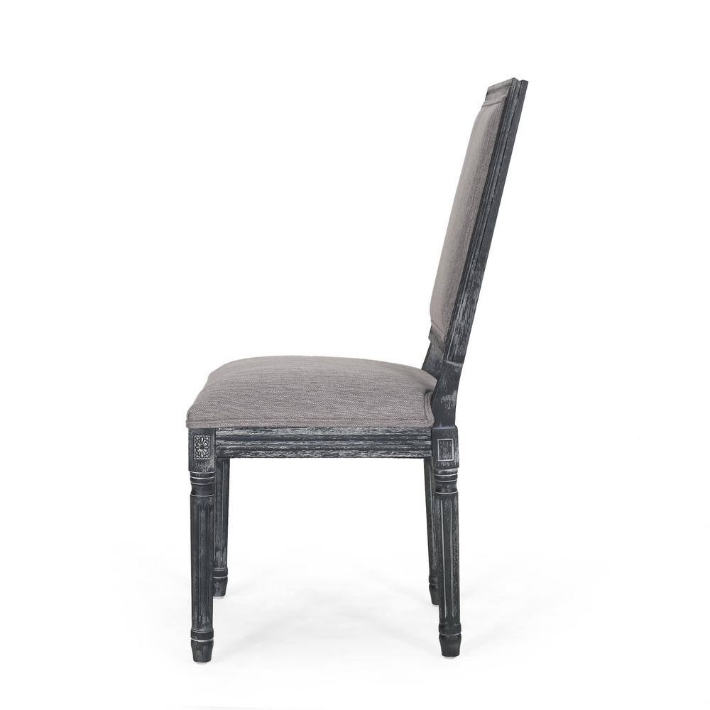 Gray Upholstered Rubberwood High Back Dining Chairs, Set of 6